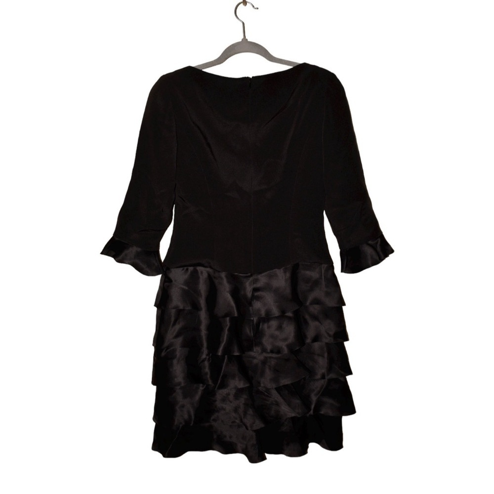Rickie Freeman for Teri Jon 12 black silk & satin ruffle formal high end dress - Picture 2 of 4